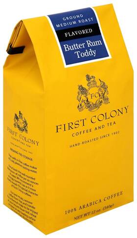 First Colony 075157075256 6 Pack - Coffee Butter Rum Toddy 100% Arabica Ground 12 Oz