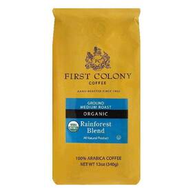 First Colony 075157075843 Ogranic Rainforest Blend Medium Roast Ground Coffee - 12 Ounce