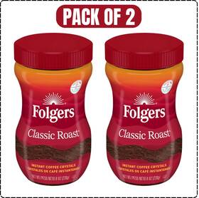 Folgers 025500262918 Classic Roast Instant Coffee 8-ounce Jars 100% Pure Pack Of 2