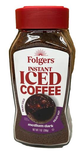 Folgers 025500292380 Medium Dark Instant Hot Or Cold Iced Coffee 7 Oz