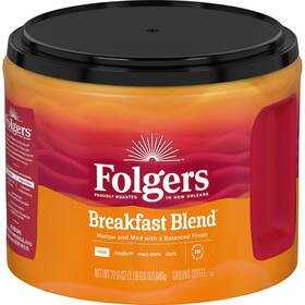 Folgers 025500304403 Breakfast Blend Ground Coffee Smooth And Mild 22.6 Ounce Canister