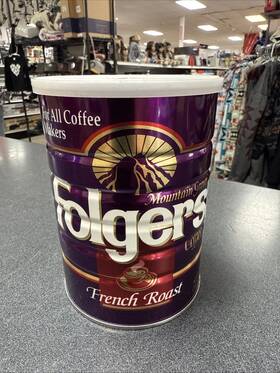 Folgers 025500821009 French Roast Coffee 12 Oz Unopened Can And Lid 1990 Automatic Drip