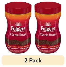 Folgers 147216512818 2 Pack Classic Roast Instant Coffee 8-ounce Jar