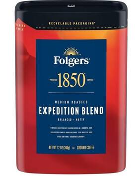 2550093312 Folgers 1850 Expedition Blend Medium Roast Ground Coffee 12 Ounce Pack Of 6