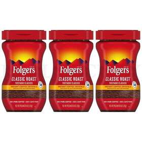 Folgers 313034383392 Classic Roast Instant Coffee Crystals 8 Ounces Lot Of 3