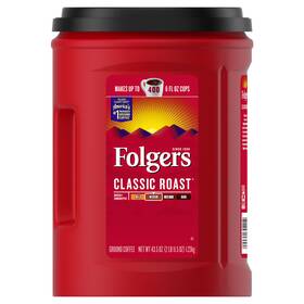 Folgers 313046266201 Classic Roast Ground Coffee Medium 43.5 Oz Rich Flavor