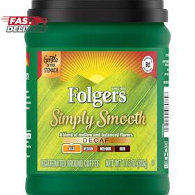 Folgers 313057852868 Simply Smooth Decaf Ground Coffee Mild Roast 11.5 Ounce Packaging May