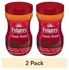 Folgers 629721883862 2 Pack Classic Roast Instant Coffee 8-ounce Jar
