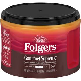 Folgers 629722742649 Gourmet Supreme Ground Coffee Medium Dark Roast 22.6 Oz Canister