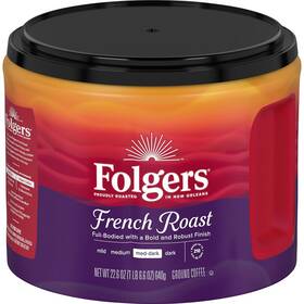 Folgers 689827317296 French Roast Medium-dark Ground Coffee 22.6 Ounce Canister