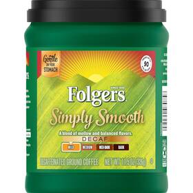 Folgers 696230335519 Simply Smooth Decaf Ground Coffee Mild Roast 11.5 Ounce Packaging May