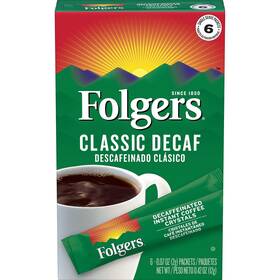 Folgers 722227586869 Instant Decaf Coffee - 6 Boxes With Packets Each Classic Roast