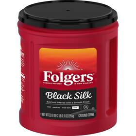 Folgers 930640568175 Black Silk Ground Coffee Smooth Dark Roast 33.7ounce Canister