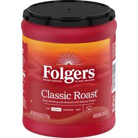 Folgers Fol20631 Classic Roast Ground Coffee Medium 9.6 Oz Canister