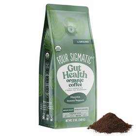 Four Sigmatic 816897024360 Organic Gut Health Coffee 12oz Medium Roast With Probiotics Chaga And Turkey Tail