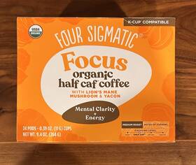 Four Sigmatic 816897024568 Focus Organic Half Caf Coffee With Lion Mane Mushroom And Yacon 24 Pods