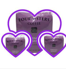 Four Sisters Coffee 754369119278 3 Packs French Roast Ground 100% Arabica 1lb 8 Oz Bag
