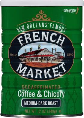 French Market 313094367363 Coffee And Chicory Decaffeinated Medium-dark Roast Ground 12