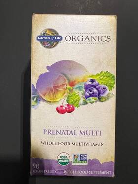 Garden Of Life 658010117708 Organics Prenatal Multivitamin D3 B12 C Iron Folate 30 Day