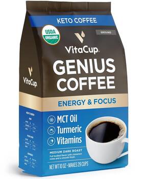 Genius 850012316275 Organic Ground Keto Coffee Increase Energy And Focus With Mct Oil Turmeri