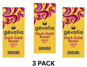 Gevalia 445024018021 Dark Gold Roast Bold Ground Coffee 12 Oz. Bag 3 Pack Free