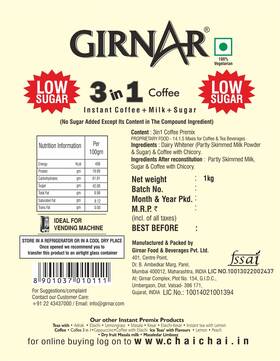 Sh-mw-01104 Girnar Instant Coffee 3 In 1 1kg - Low Sugar