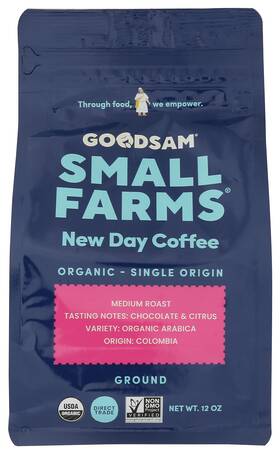 Goodsam 72964 Small Farms New Day Ground Coffee Medium Roast 12 Oz Chocolate