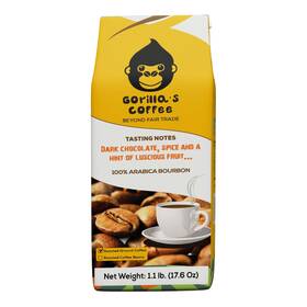 Gorillas Coffee 507000005550 Arabica Bourbon - Medium Roast Ground Fair Trade Dark Chocolate Spi
