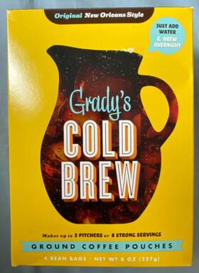 Gradys 850012587187 Cold Brew Ground Coffee Pouches 4 Count Box New