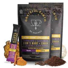 Grateful Earth 860005458417 Mushroom Coffee Espresso Instant 0.12 Ounce Pack Of 40