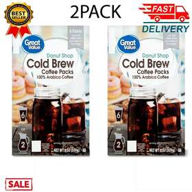 Great Value 078742008554 2x Donut Shop Cold Brew Medium Roast Ground Coffee 6 Oz Pack Box