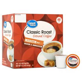 Great Value 629722562001 Classic Roast Ground Coffee Pods 48 Count