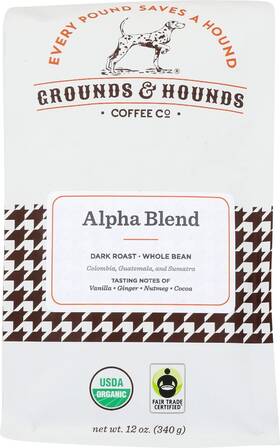 Grounds & Hound 856646005042 And Hounds Coffee Alpha Blend Whole Bean 12 Oz Pack Of 8