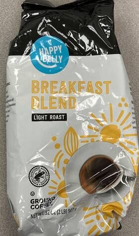 Happy Belly 195515004930 Amazon Brand Breakfast Blend Ground Coffee Light Roast 2 Lb