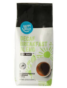 Happy Belly 313114857867 Amazon Brand - Decaf Breakfast Blend Ground Coffee Light Roast 2