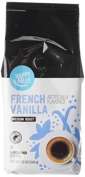 Happy Belly 445024626646 French Vanilla Flavored Ground Coffee Medium Roast 12 Oz
