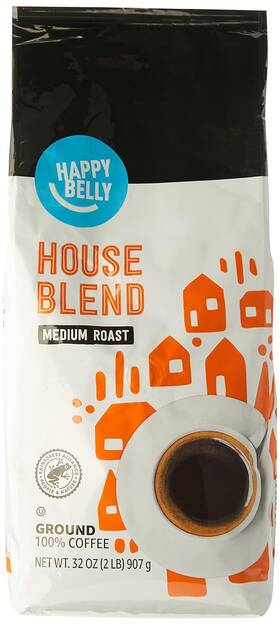 Happy Belly 842379189722 Amazon Brand - House Blend Ground Coffee 32 Ounce Pack Of 1
