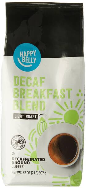Happy Belly 842379189753 Decaf Breakfast Blend Ground Coffee Light Roast 2 Pound Pack Of 1