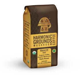 Harmonic Grounds 036453200063 Dark Roast Mushroom Coffee Organic Ground With Functional Mushrooms