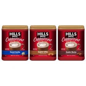 Hills Bros 696590606540 Bros. Instant Cappuccino Mix French Vanilla English Toffee And Double 16