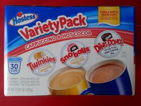 Hostess 036069950345 Variety Pack Cappuccino Hot Cocoa Twinkies Sno Balls Ding Dong 30 K-cups