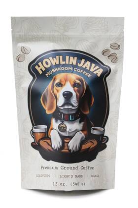 As-hv76-ucnj Howlin Java Mushroom Coffee Premium Ground With 1 Gram Each Of Lions Mane Chaga
