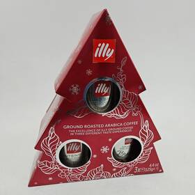 Illy 003753205854 Ground Roasted Arabica Coffee Assorted 3 Pack Christmas Gift Set Exp 5/2026