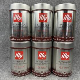 Illy 8003753154473 Ground Coffee Espresso Intenso Dark Roast Arabica Six 8.8oz Cans
