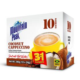500123 Jamaica Mountain Peak Coconut Cappuccino 3 In 1 Instant 24 Ounce Pack Of 10