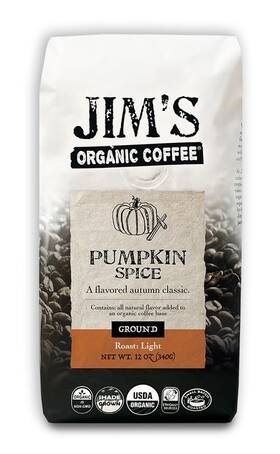 Jims Organic Coffee 0631429016749 Jim S Pumpkin Spice All Natural Flavored Blend Light Roast