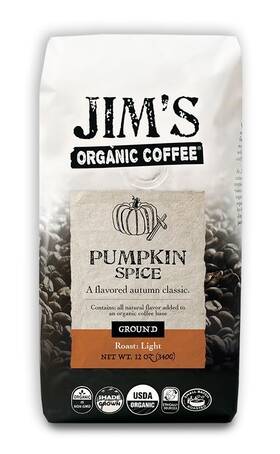 Jims Organic Coffee 631429016749 Jim S Pumpkin Spice All Natural 12 Ounce Pack Of 1 Brown