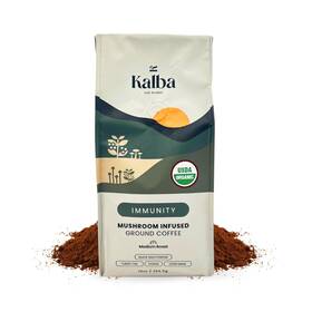 Kass Inc. 445003571592 Kalba Organic Mushroom Coffee Grounds Medium Roast 10 Oz Arabica With