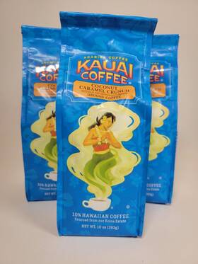 Kauai 711181815528 3 Coconut Caramel Crunch Medium Roast Ground Coffee 10 Oz Ea Bag Bb 7/24