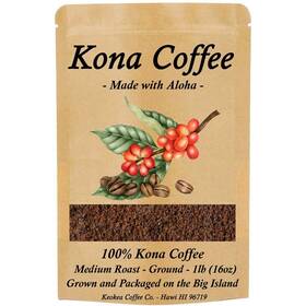 Keokea Coffee Co. 198715649932 100% Hawaiian Kona - 1 Lb 16oz Ground Medium Roast Farm Fresh